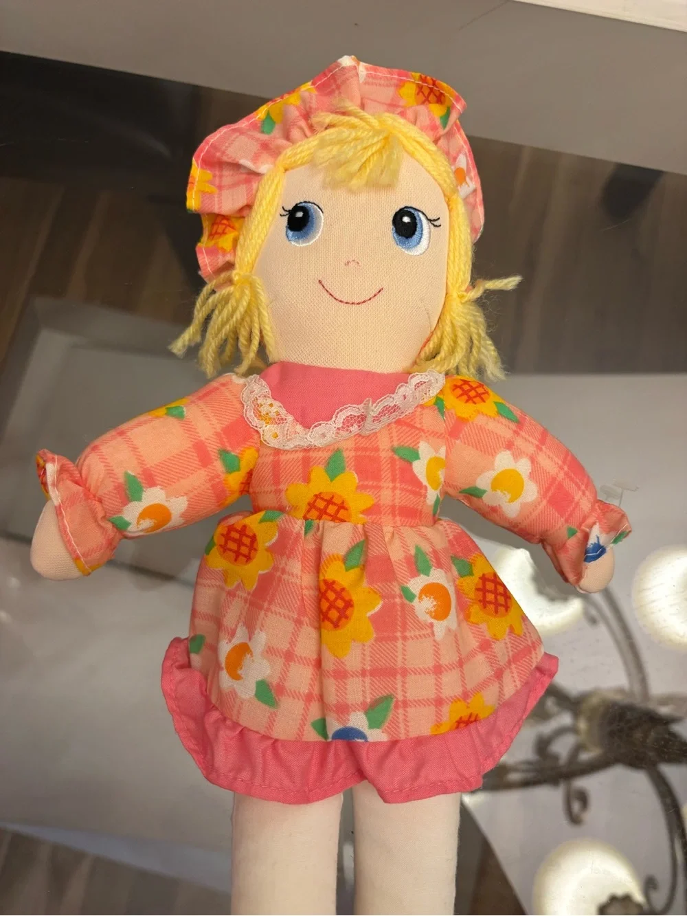 Girls Pink Floral Cloth Doll - Soft Plush Play Doll